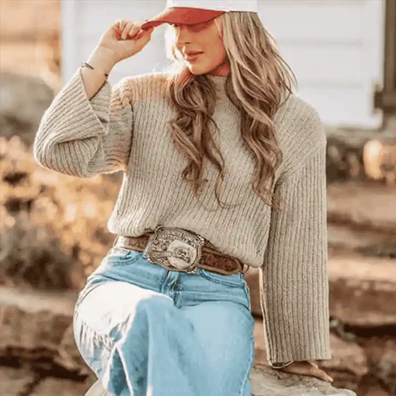 Big Silver Womens Belt Buckles - Brown Belt with Silver Belt Buckle